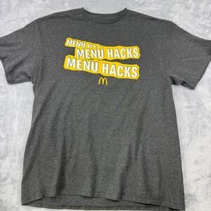Delta Menu Hacks Graphic T-Shirt McDonald's Promo‎ Tee Crew Neck Gray L